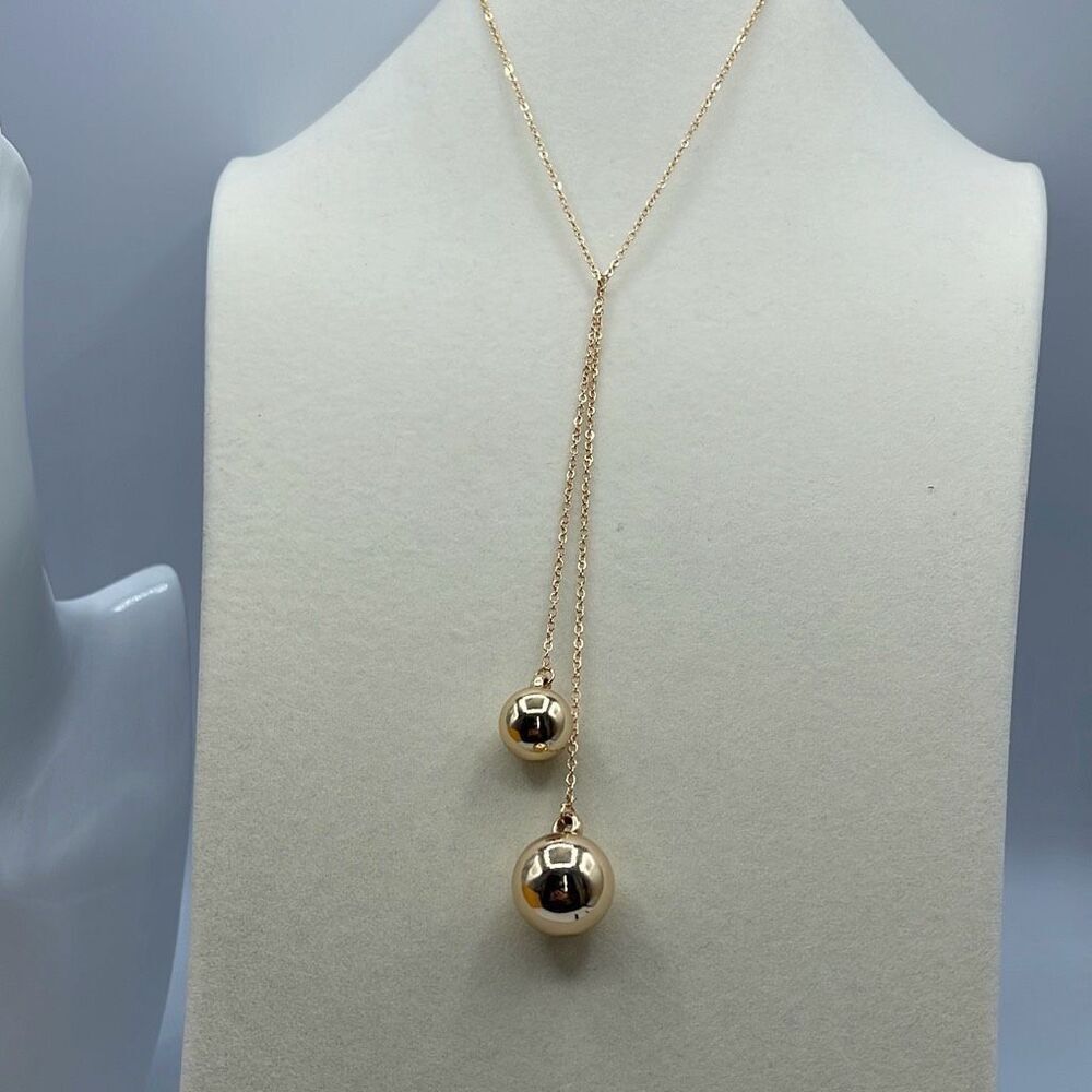 NWT ITS Sense double rose gold ball Y drop necklace & earrings